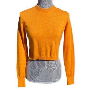 FREE PEOPLE FP Beach Womens Crew Neck Crop Sweater Top in Golden Orange Size XS